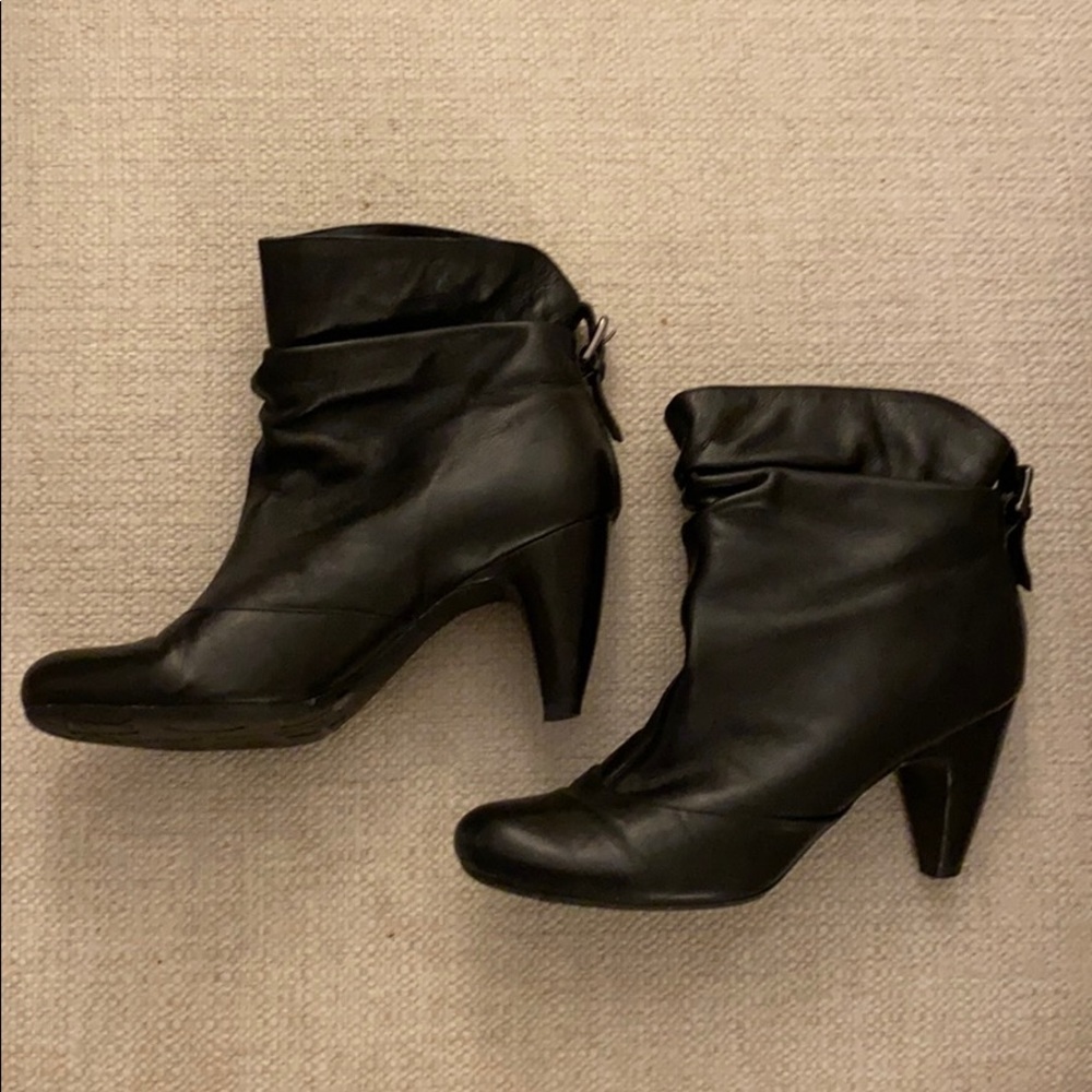 BCBG Generation black leather ankle booties